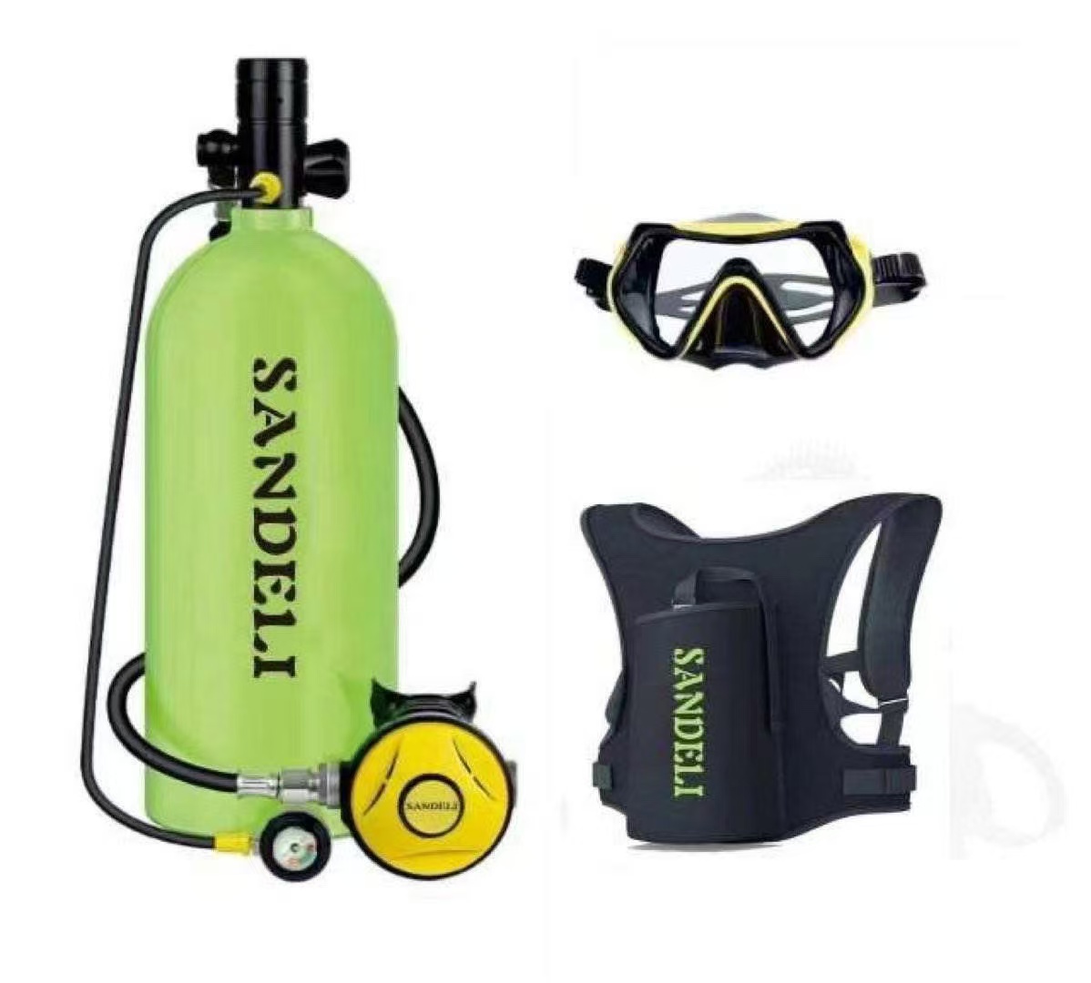 Snorkel Mask Full Face - Herstellergefertigter 4-Liter-Tauchflaschenregler mit Vollgesichtsmaske, für 40-50