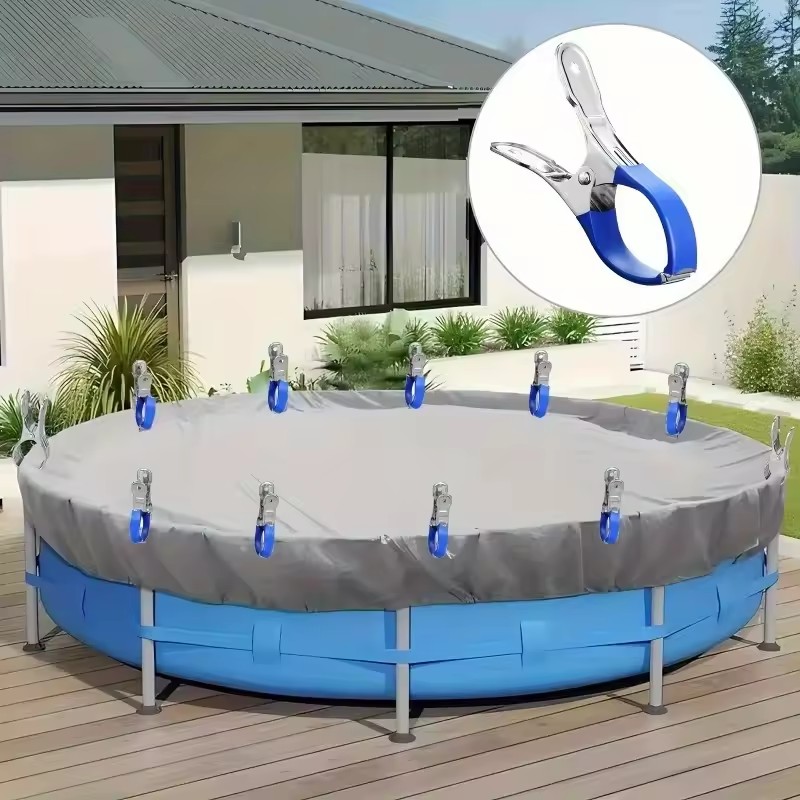 Pool Ladder Above Ground - 6 Stück langlebige Poolabdeckungsclips aus Edelstahl