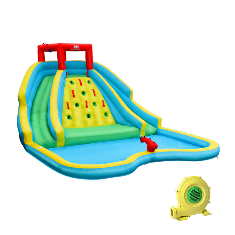 Water Slide Inflatable - Aufblasbarer Wasserpark Hüpfburg mit Doppelrutsche und