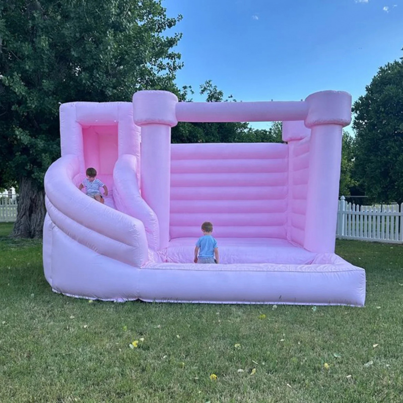 Water Slide Inflatable - Maßgefertigtes Rosa Schloss-Hüpfburg mit Wasserrutsche und