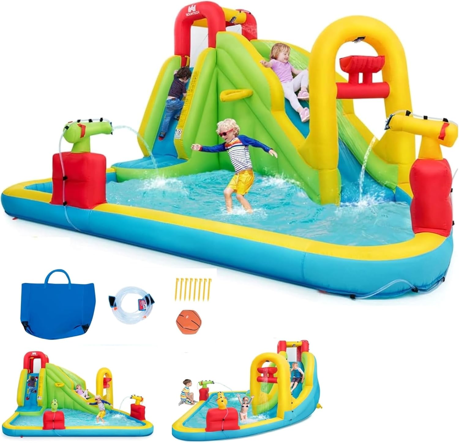 Water Slide Inflatable - Mega Aufblasbarer Wasserpark Hüpfburg für Kinder