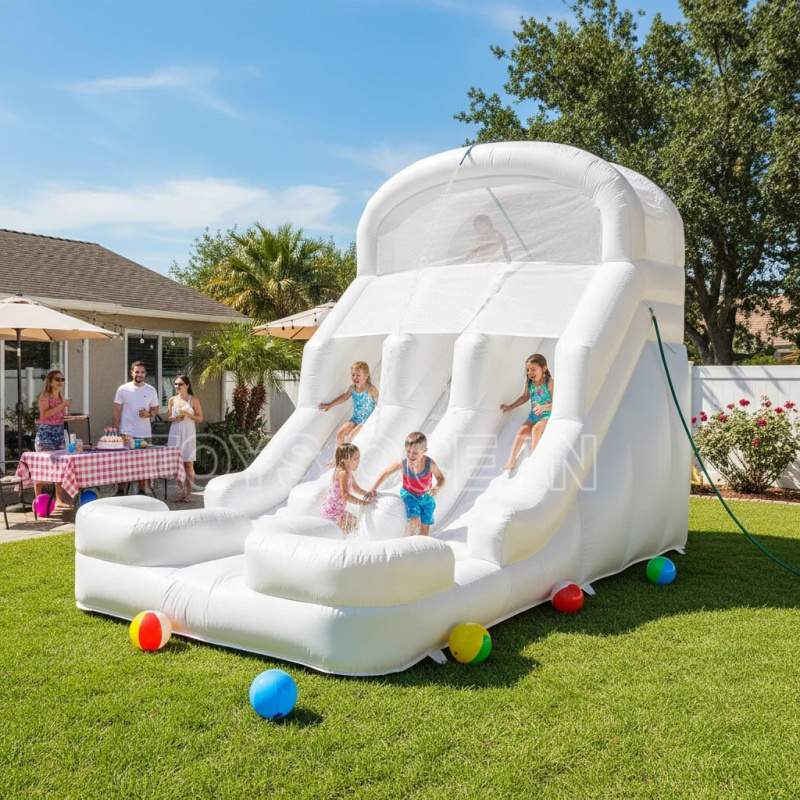 Water Slide Inflatable - Aufblasbare Wasserrutsche für Kinder, Doppelrutsche in
